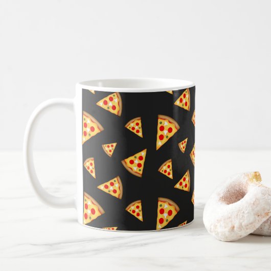Cooles und lustiges Pizzaschnittmuster Kaffeetasse (Mit Donut)