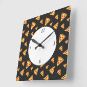 Cooles und lustiges Pizzaschnittmuster mit Zahlen Quadratische Wanduhr (Winkel)
