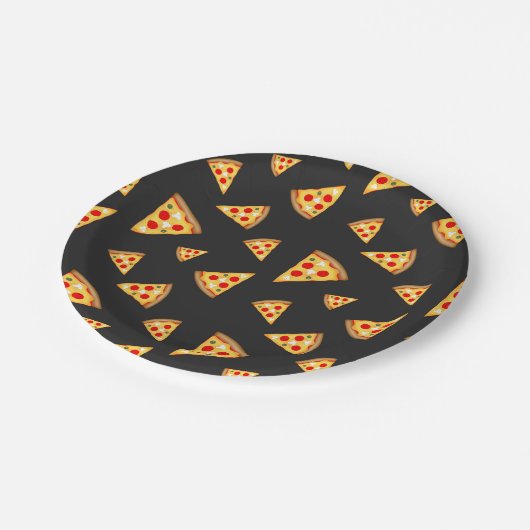 Cooles und lustiges Pizzaschnittmuster Pappteller (Schrägansicht)