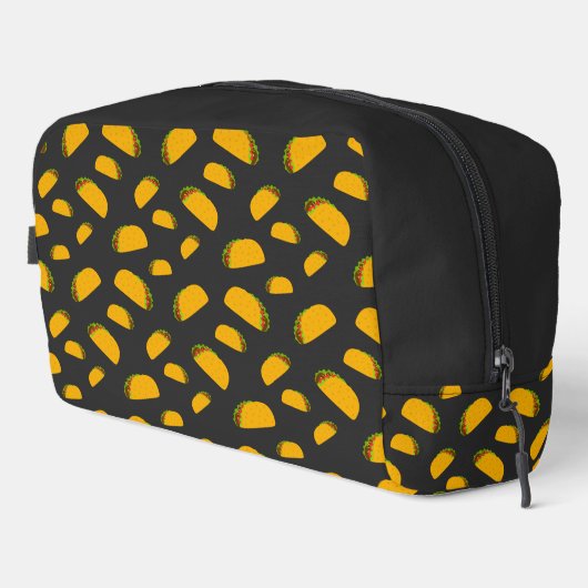 Cooles und lustiges Yummy-Taco-Muster dunkelgrau Waschbeutel (Rechte Ecke)