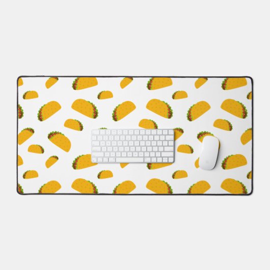 Cooles und lustiges Yummy-Taco-Muster in Weiß Schreibtischunterlage (Tastatur & Maus)