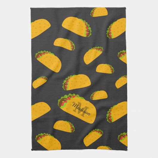 Cooles und lustiges Yummy-Tacom Monogram Geschirrtuch (Vertikal)