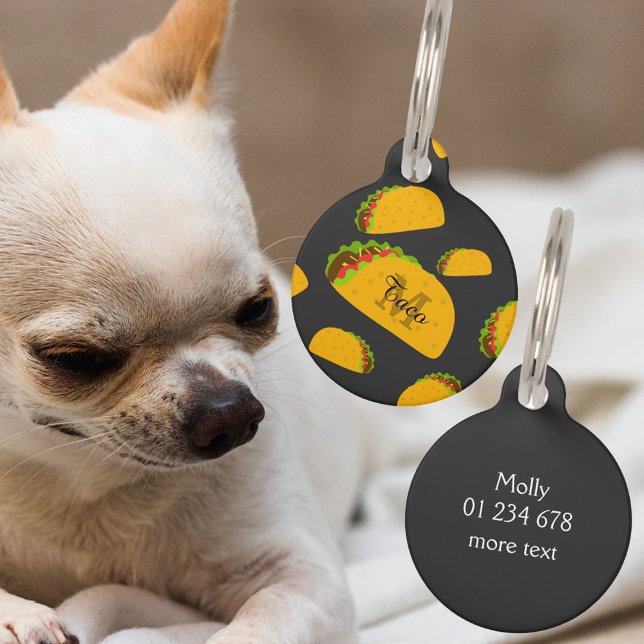 Cooles und lustiges Yummy-Tacom Monogram Haustiermarke (Cool and fun yummy taco pattern Monogram Pet Dog ID Tag )