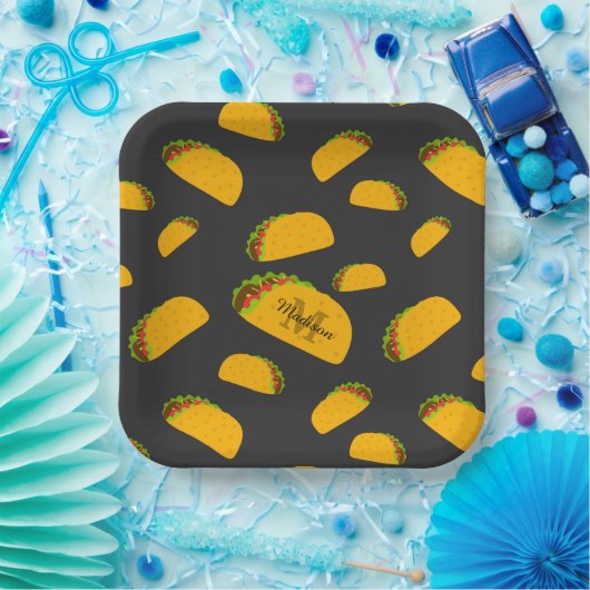 Cooles und lustiges Yummy-Tacom Monogram Pappteller (Party)