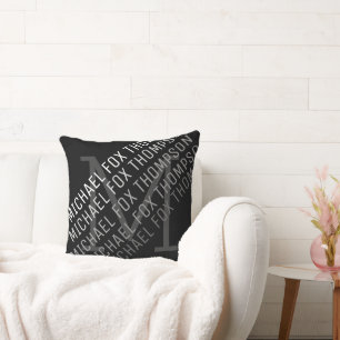cooles und modernes Monogramm schwarz Kissen