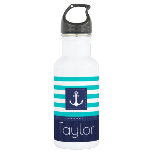 Cooles und trendy Nautical Anchor Design kundenspe Edelstahlflasche (Vorderseite)