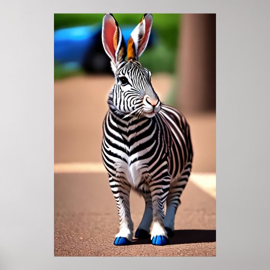 Cooles und zauberhaftes Hybridkaninchen Zebra | Ar Poster (Vorne)