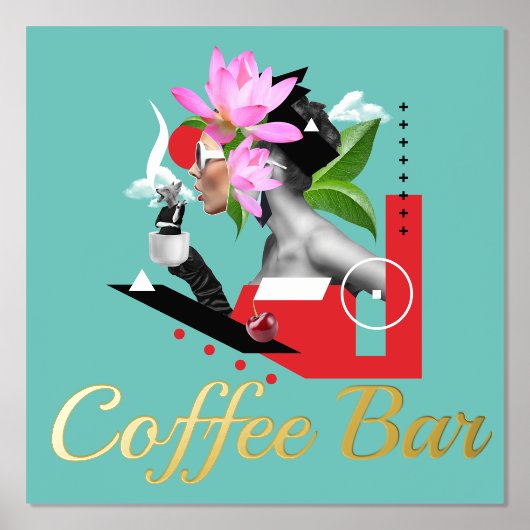 Cooles Urban Coffee Bar Collage Foliendrucke (Vorderseite)