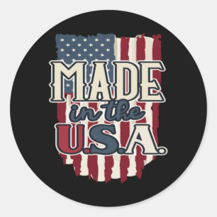 Cooles US-Flaggendesign made in USA Runder Aufkleber