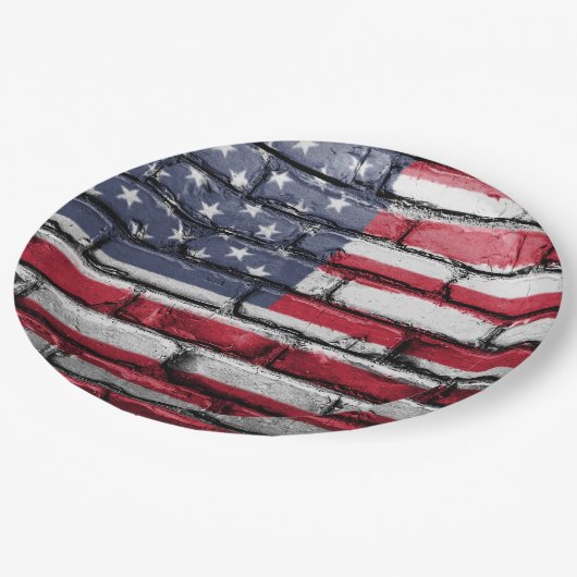 Cooles USA-Flag-Design Pappteller (Schrägansicht)