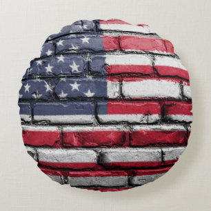 Cooles USA-Flag-Design Rundes Kissen