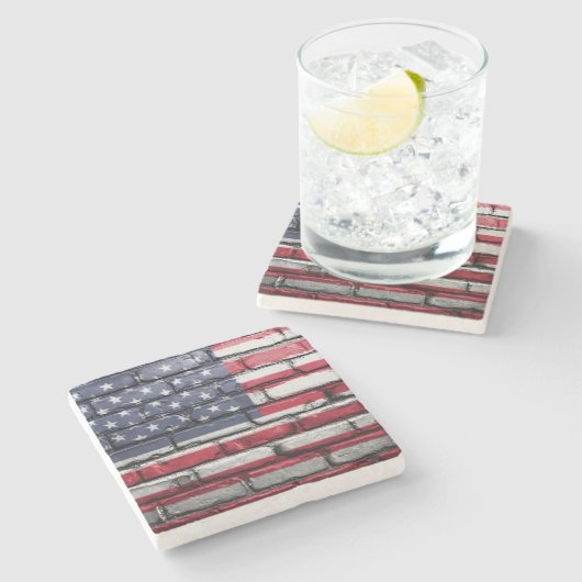 Cooles USA-Flag-Design Steinuntersetzer (Seitenansicht)