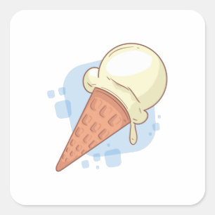 Cooles Vanille-Eiscreme-Design Quadratischer Aufkleber