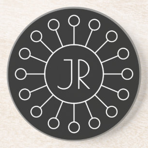 Cooles Vintage-Logo-Stil-Monogramm   Schwarz & Wei Getränkeuntersetzer