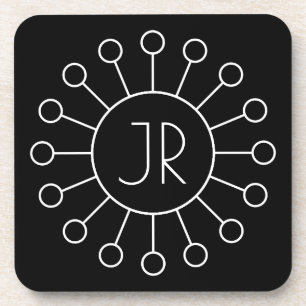 Cooles Vintage-Logo-Stil-Monogramm Schwarz & Wei Getränkeuntersetzer