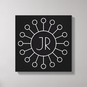 Cooles Vintage-Logo-Stil-Monogramm Schwarz & Wei Leinwanddruck