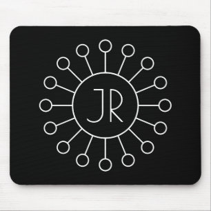 Cooles Vintage-Logo-Stil-Monogramm Schwarz & Wei Mousepad