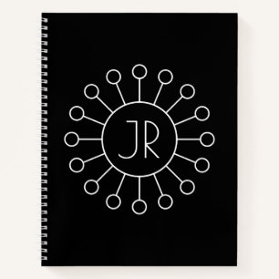 Cooles Vintage-Logo-Stil-Monogramm Schwarz & Wei Notizblock