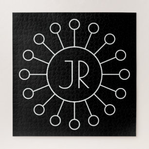 Cooles Vintage-Logo-Stil-Monogramm Schwarz & Wei Puzzle