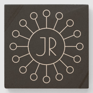 Cooles Vintage-Logo-Stil-Monogramm   Schwarz & Wei Steinuntersetzer