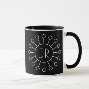 Cooles Vintage-Logo-Stil-Monogramm Schwarz & Wei Tasse