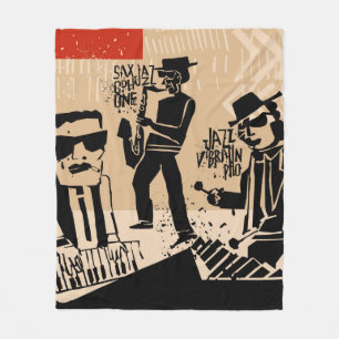 cooles Vintage von Jazzband Poster mit Trompete-Sp Fleecedecke