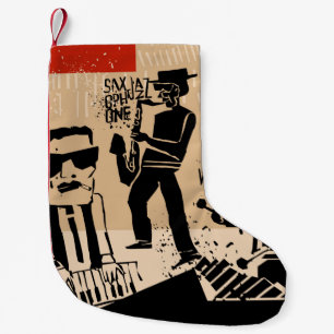 cooles Vintage von Jazzband Poster mit Trompete-Sp Kleiner Weihnachtsstrumpf