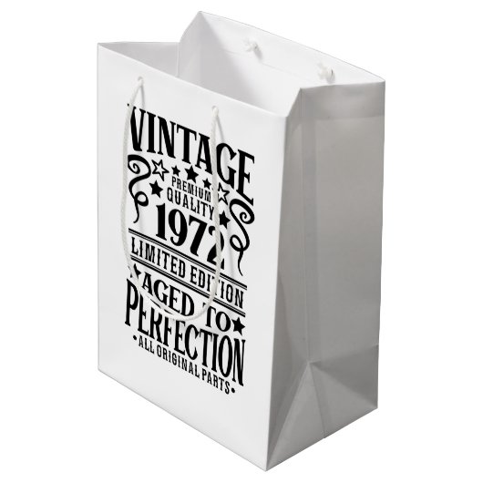 Cooles Vintages Geburtsjahr 1972 Mittlere Geschenktüte (Rückseite Schrägansicht)