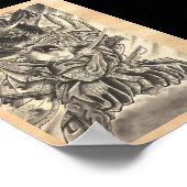 Cooles Vintages japanisches Dämon samurai Kampf Ta Poster (Ecke)