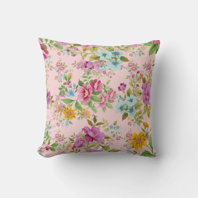 Cooles Vintages Pastell-Muster Kissen (Vorderseite)