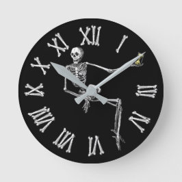 Cooles Vintages Skelett mit Hourglass Halloween Runde Wanduhr