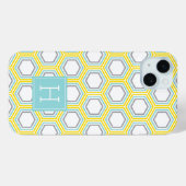 Cooles Wabenmuster und Aqua Monogram Case-Mate iPhone Hülle (Rückseite (Horizontal))