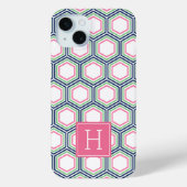 Cooles Wabenmuster und rosa Monogramm Case-Mate iPhone Hülle (Rückseite)