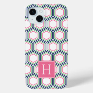 Cooles Wabenmuster und rosa Monogramm Case-Mate iPhone Hülle