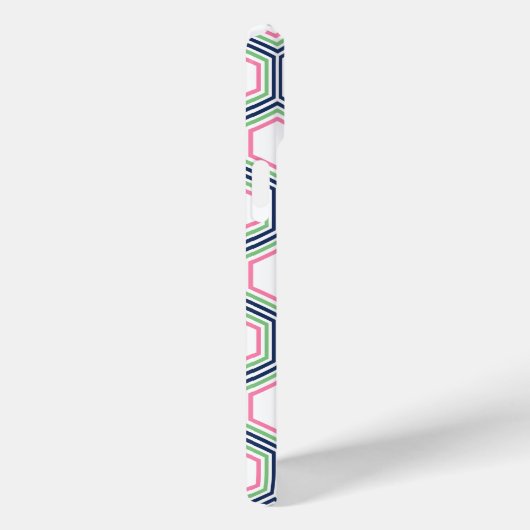 Cooles Wabenmuster und rosa Monogramm Case-Mate iPhone Hülle (Rückseite / Rechts)