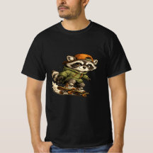 Cooles Waschbär-Skateboard Grafik-T-Shirt