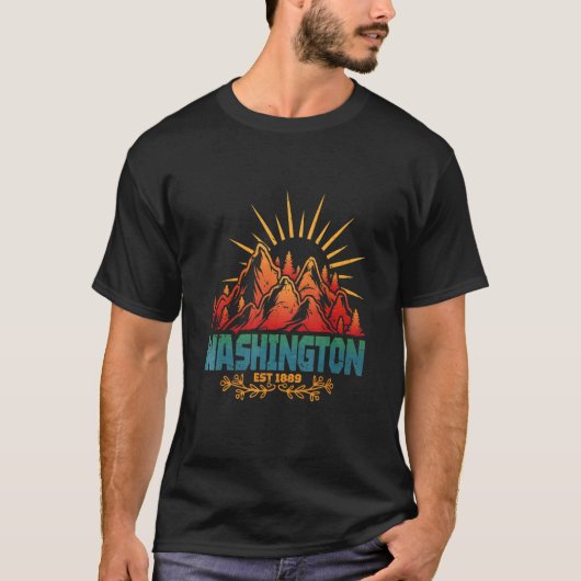 Cooles Washington Est 1889 Staat Design T-Shirt (Vorderseite)