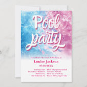 Cooles Wasser-Party-Skript Wirbel Rosa Sweet 16 Einladung (Vorderseite)