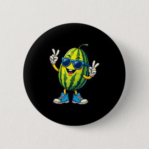 Cooles Wassermelon Cartoon Sommerspass Friedenszei Button