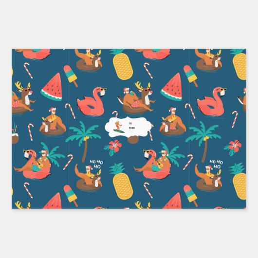 Cooles Weihnachten | Moderner tropischer Santa Mar Geschenkpapier Set (Vorderseite 3)