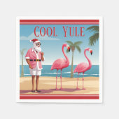 Cooles Weihnachten Santa and Flamingos Beach Weihn Serviette (Vorderseite)