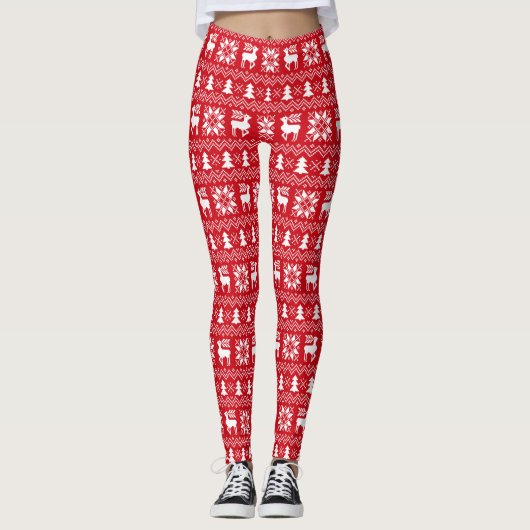 Cooles Weihnachts-Sweater-Gemustertes Design Leggings (Vorderseite)