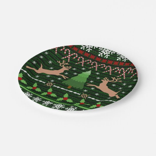 Cooles Weihnachts-Sweater-Muster Pappteller (Schrägansicht)