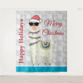 Cooles Weihnachtslama in Weihnachtsmannmütze und S Wandteppich (Vorderseite)