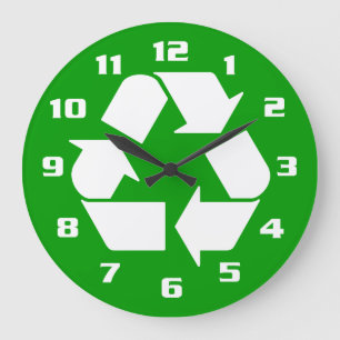 COOLES WEISS GERECYCELT SYMBOL GROßE WANDUHR