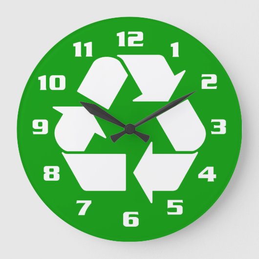 COOLES WEISS GERECYCELT SYMBOL GROßE WANDUHR (Vorderseite)