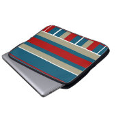 Cooles weißes gestreiftes Muster blaues Rot-TANs Laptopschutzhülle (Vorne Knopf)