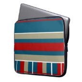 Cooles weißes gestreiftes Muster blaues Rot-TANs Laptopschutzhülle (Vorderseite Links)