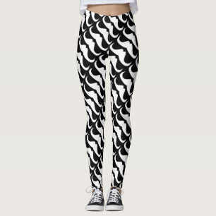 Cooles weißes Handlebar-Schnurrmuster auf schwarz Leggings