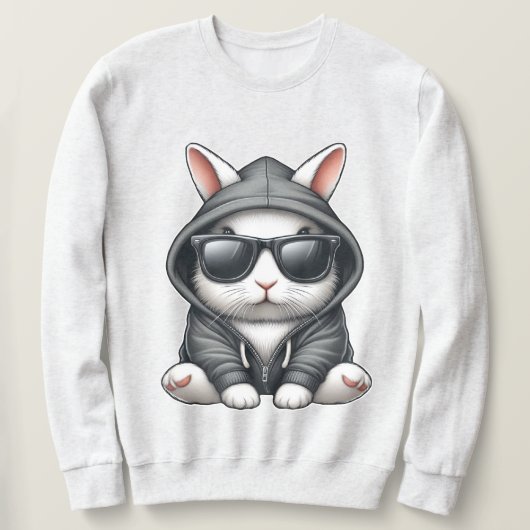 Cooles Weißes Kaninchen in Hoodie und Sonnenbrille (Design vorne)